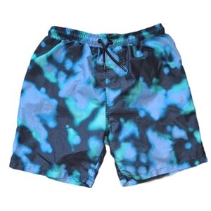 Primark Tie Dye Swim Trunks Boys Size 11 12 Years Blue Black Green Bathing Suit